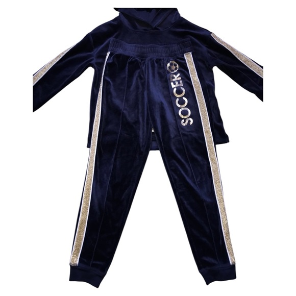Justice Active Girl’s Blue/Gold Velour Soccer 2 Piece Set Size 10. Bundle & save - Picture 3 of 7